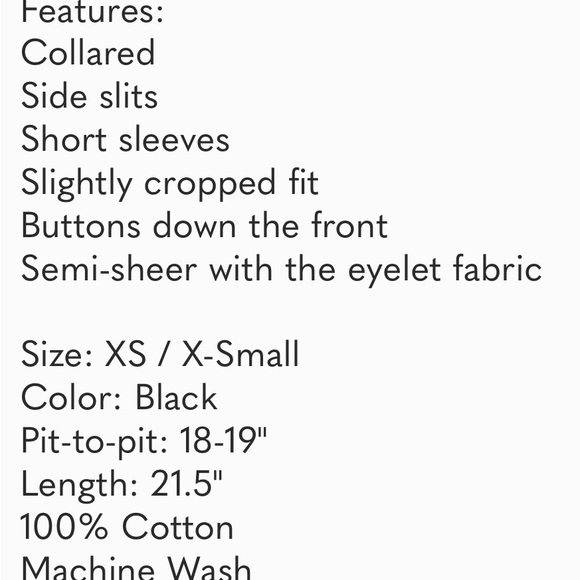 💙Madewell black eyelet bell sleeve shirt top XS💙 - Picture 12 of 12